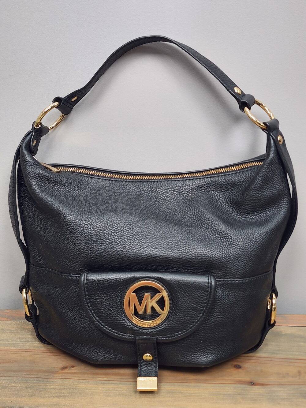 Michael Kors Black Pebbled Leather Shoulder Bag